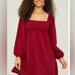 Altar'd State Rich Burgundy Babydoll Mini Dress